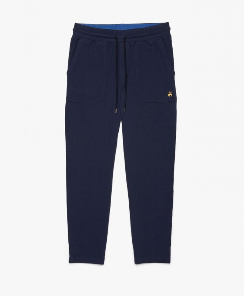 Navy Brooks Brothers Stretch Sueded Cotton Jersey Men Sweatpants | FAK-042986