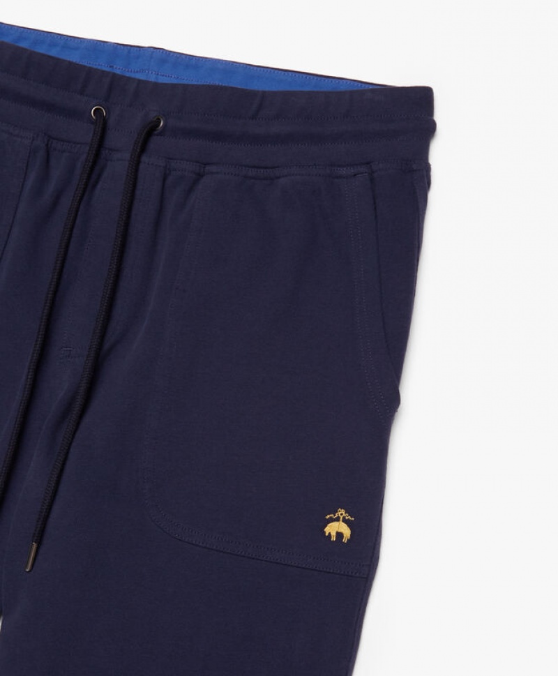 Navy Brooks Brothers Stretch Sueded Cotton Jersey Men Sweatpants | FAK-042986