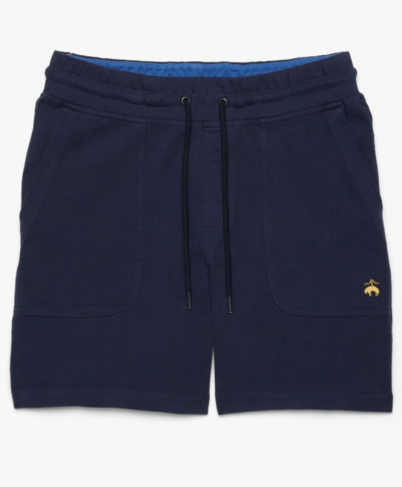 Navy Brooks Brothers Stretch Sueded Cotton Jersey Sweats Men Shorts | HWN-602897