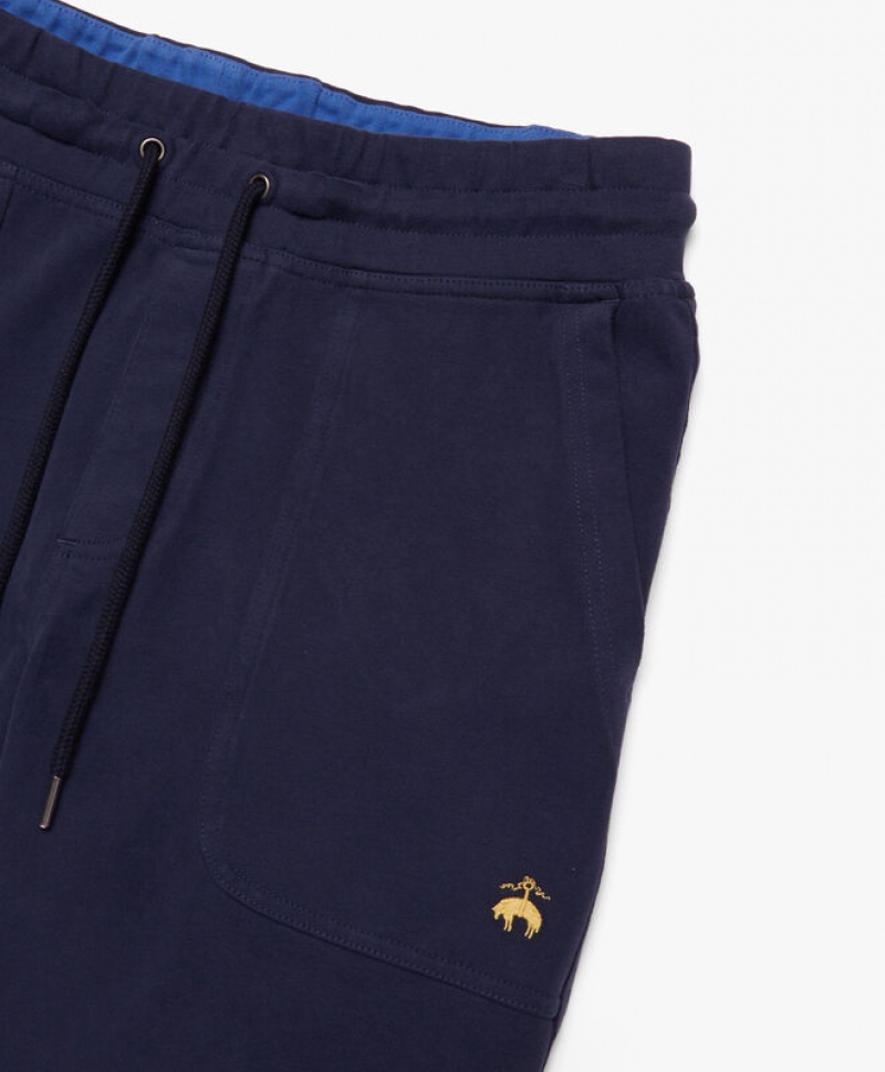 Navy Brooks Brothers Stretch Sueded Cotton Jersey Sweats Men Shorts | HWN-602897