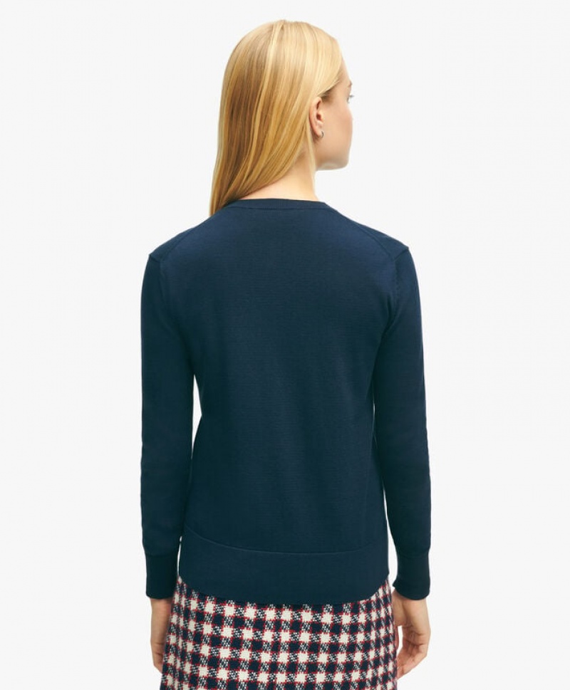 Navy Brooks Brothers Supima Cotton Women Sweaters | XRL-693802