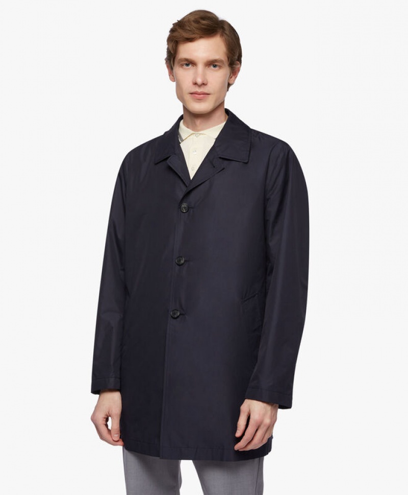 Navy Brooks Brothers Trench Men Coats | ERO-356029