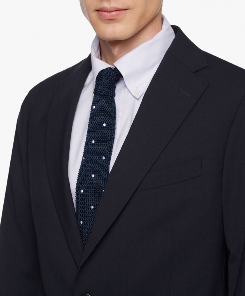 Navy Brooks Brothers Wool-Blend Men Suits | TEG-257943