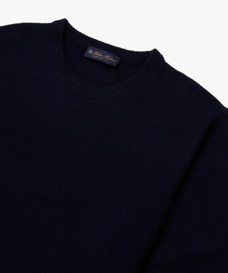 Navy Brooks Brothers Wool and Cashmere Crew-Neck Men Sweaters | TVX-812437