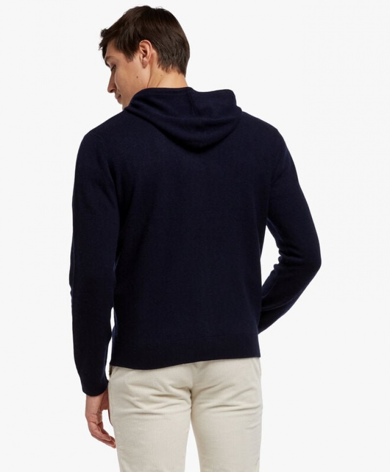 Navy Brooks Brothers Wool and Cashmere Men Hoodie | TQG-432987