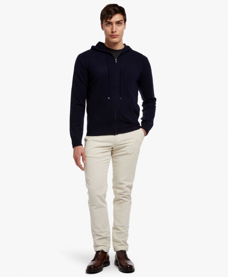 Navy Brooks Brothers Wool and Cashmere Men Hoodie | TQG-432987