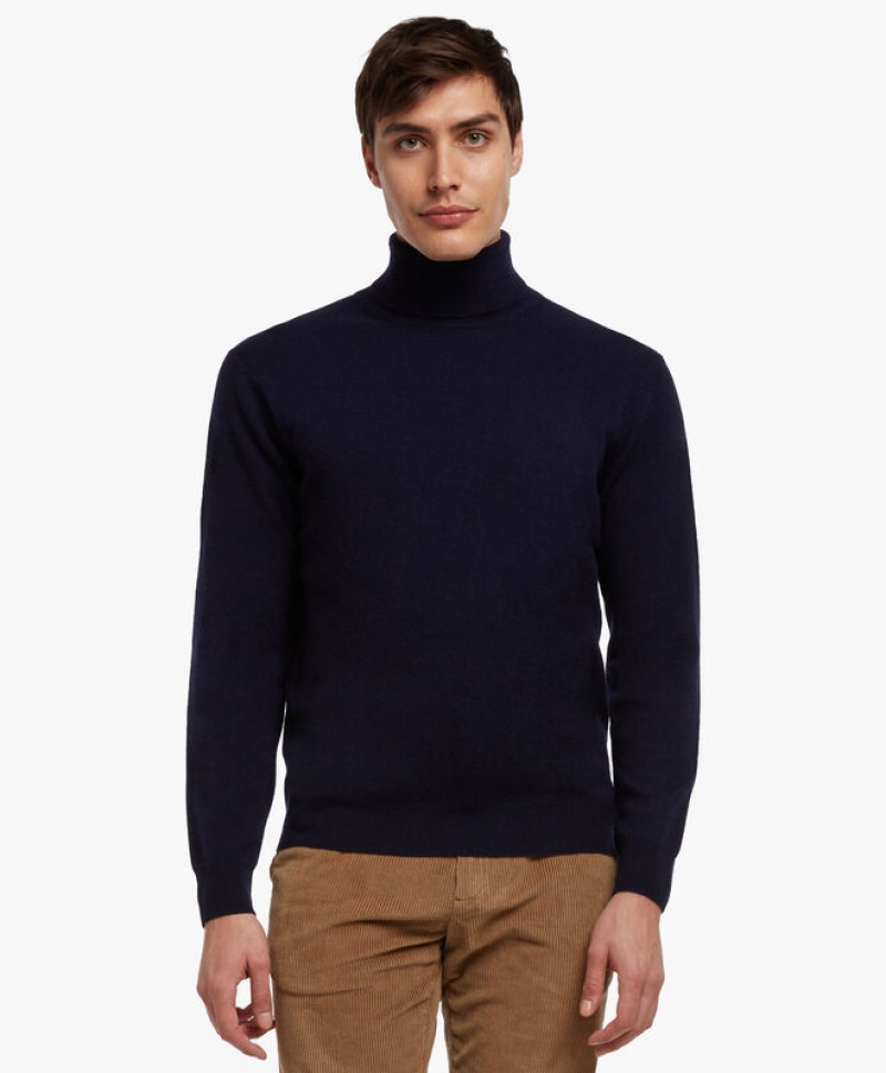 Navy Brooks Brothers Wool and Cashmere Turtleneck Men Sweaters | CSY-347891