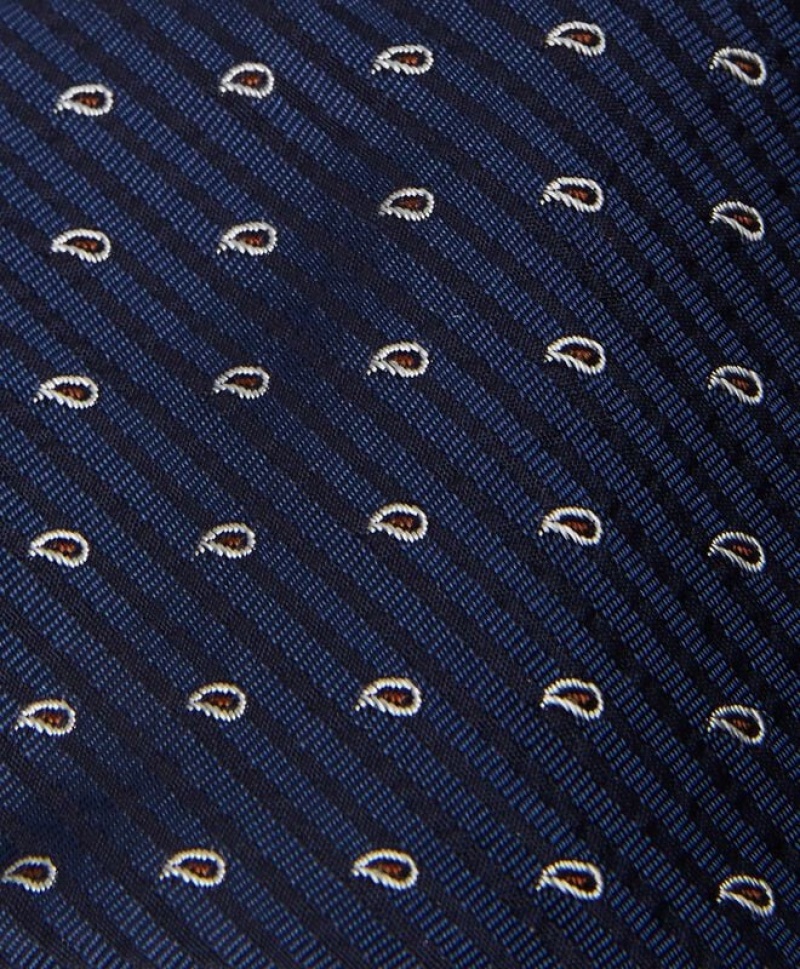 Navy / Brown Brooks Brothers Silk Striped Paisley Men Ties | CAM-543690