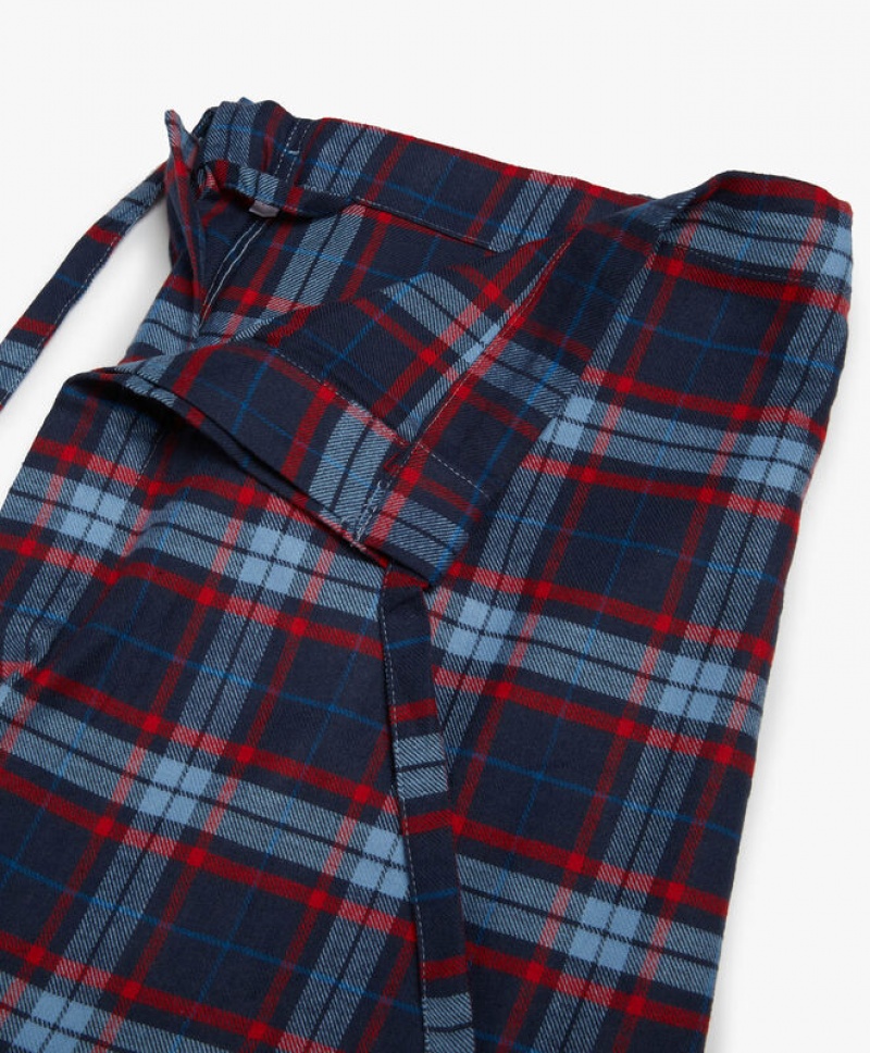 Navy / Red Brooks Brothers Plaid Flannel Open Men Nightwear | SJA-208375