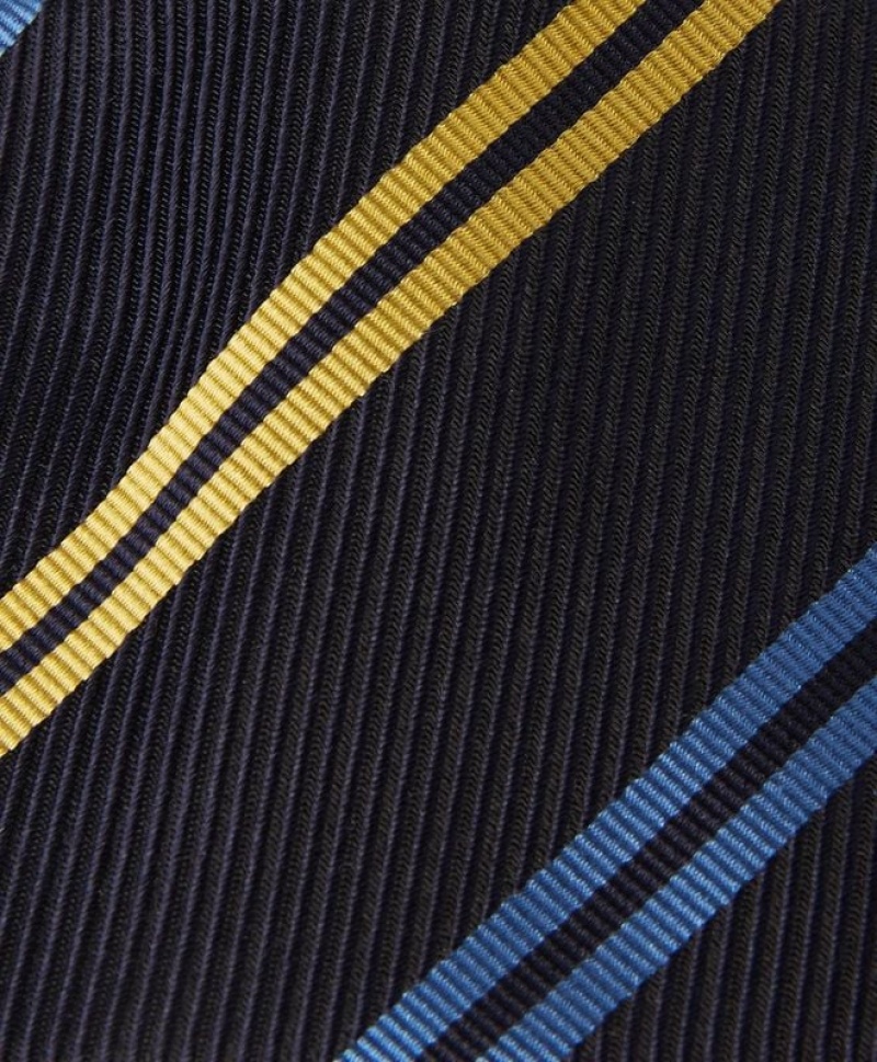 Navy / Yellow Brooks Brothers Silk Regimental Men Ties | IWB-138279