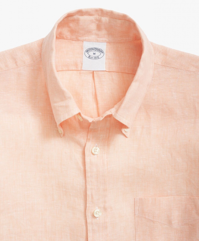 Orange Brooks Brothers Milano Slim-fit Irish Linen Men Shirts | MAS-401265