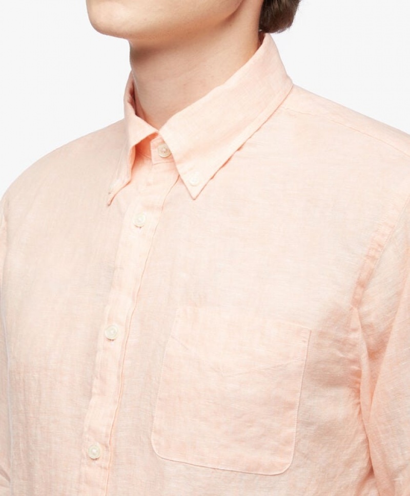 Orange Brooks Brothers Regent regular fit Irish Linen Men Shirts | CEO-263908