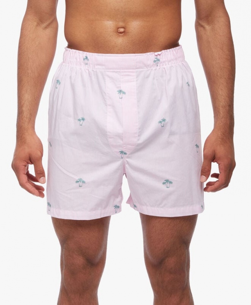 Pink Brooks Brothers Cotton Poplin Palm Tree Stripe Men Underwear | ZYL-735182