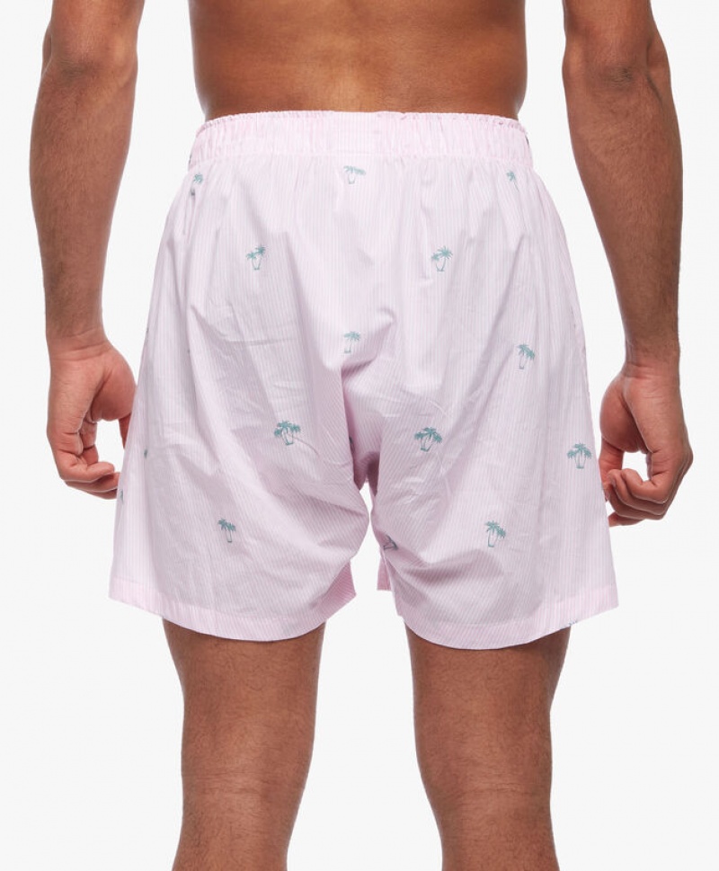 Pink Brooks Brothers Cotton Poplin Palm Tree Stripe Men Underwear | ZYL-735182