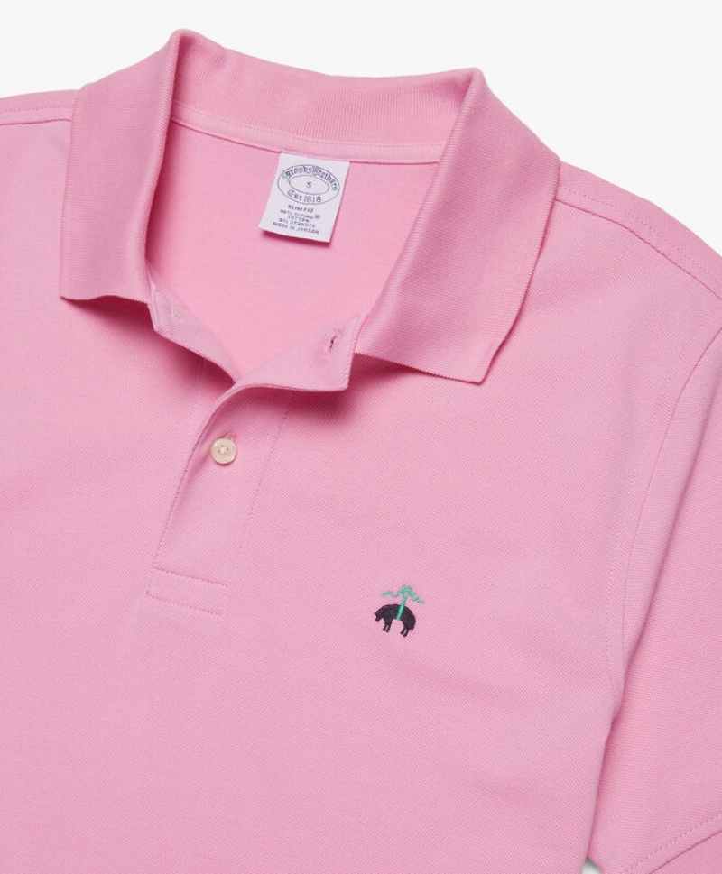 Pink Brooks Brothers Golden Fleece Slim Fit Stretch Supima Men Polo | YPK-289701