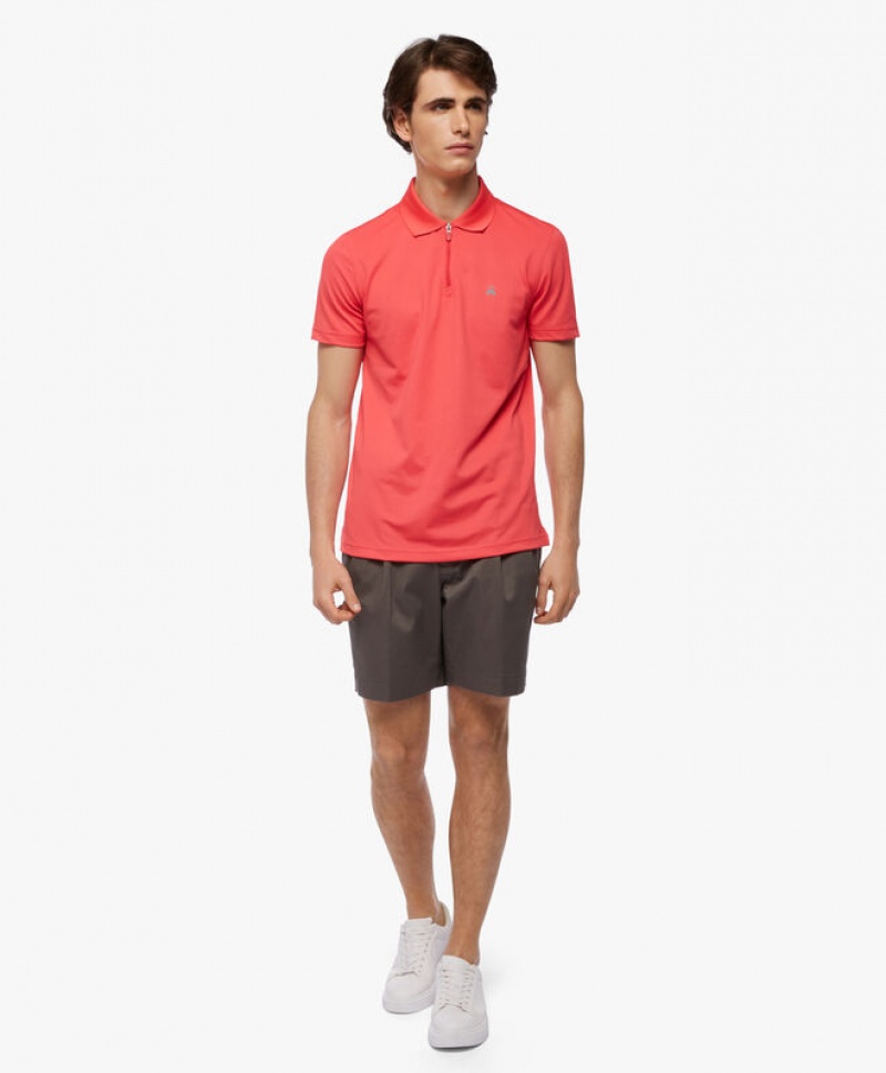 Pink Brooks Brothers Performance Zip Men Polo | GIS-658437