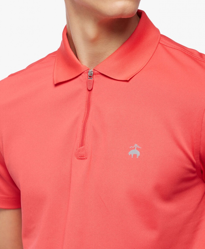 Pink Brooks Brothers Performance Zip Men Polo | GIS-658437