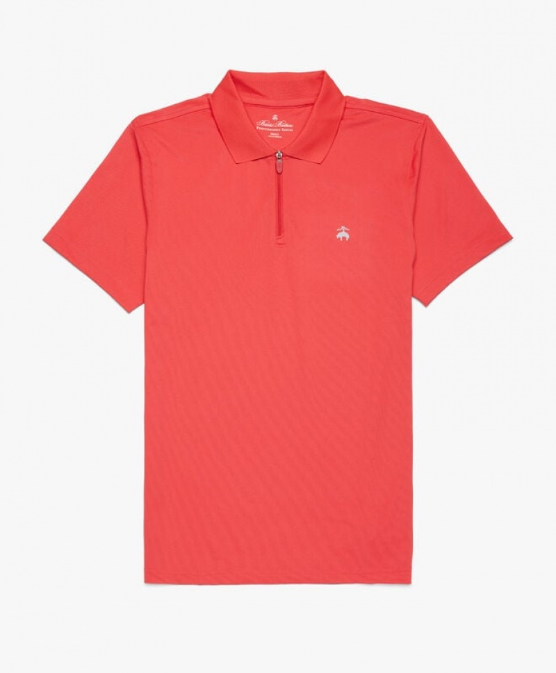 Pink Brooks Brothers Performance Zip Men Polo | GIS-658437