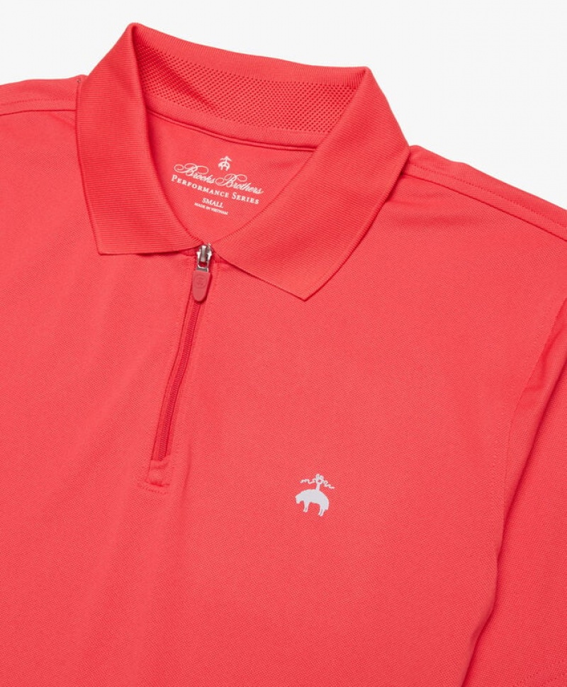 Pink Brooks Brothers Performance Zip Men Polo | GIS-658437