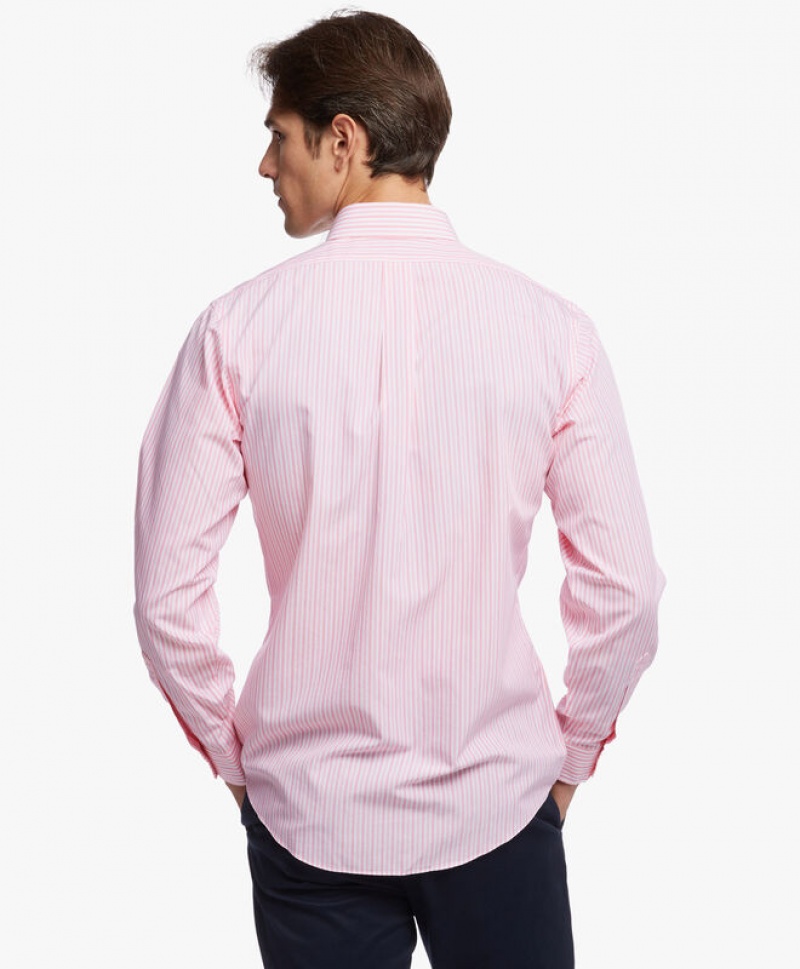 Pink Brooks Brothers Regent Regular-fit Non-iron, Oxford Stretch, Ainsley Collar Men Shirts | VFI-268735