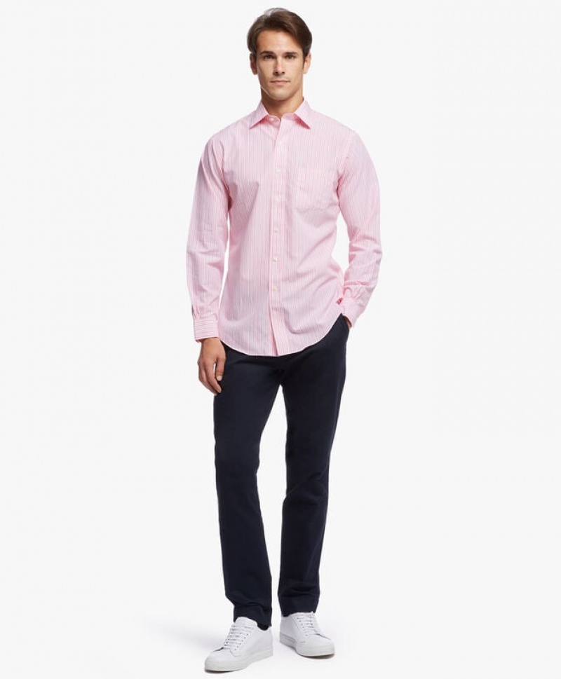 Pink Brooks Brothers Regent Regular-fit Non-iron, Oxford Stretch, Ainsley Collar Men Shirts | VFI-268735