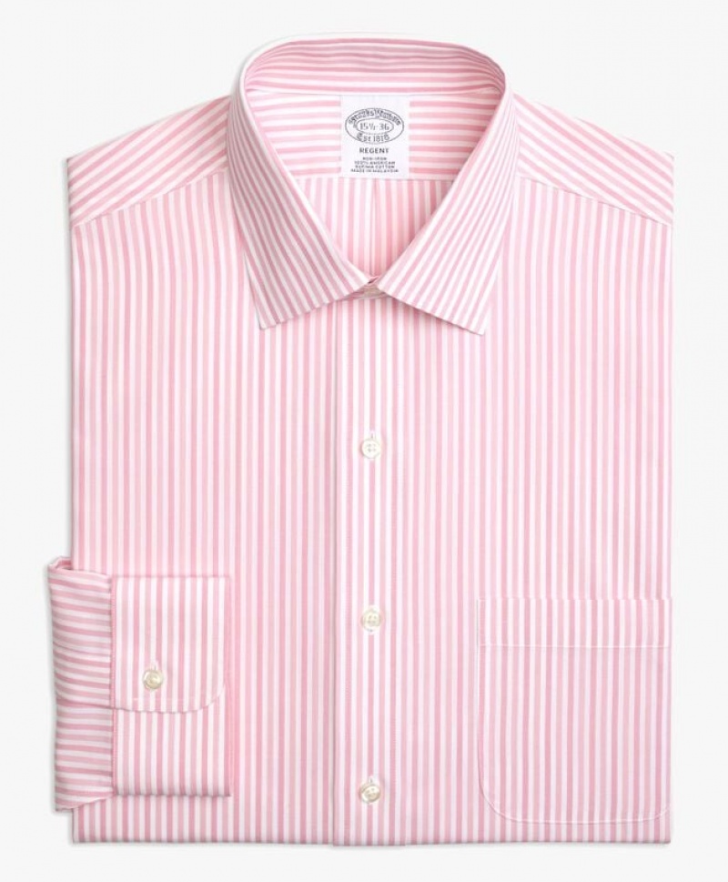 Pink Brooks Brothers Regent Regular-fit Non-iron, Oxford Stretch, Ainsley Collar Men Shirts | VFI-268735