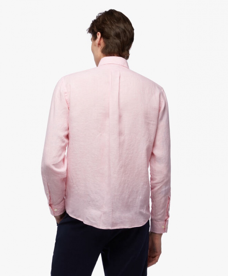 Pink Brooks Brothers Regent regular fit Irish Linen Men Shirts | GHI-307459