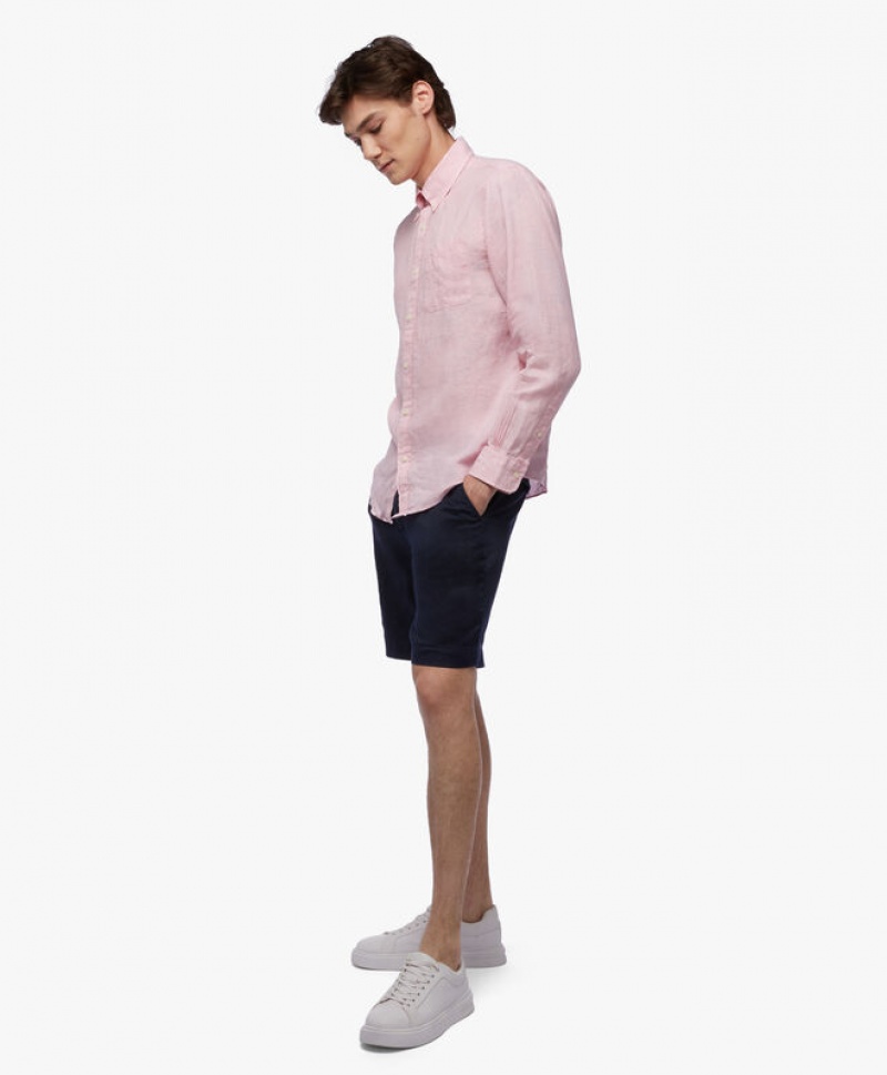 Pink Brooks Brothers Regent regular fit Irish Linen Men Shirts | GHI-307459