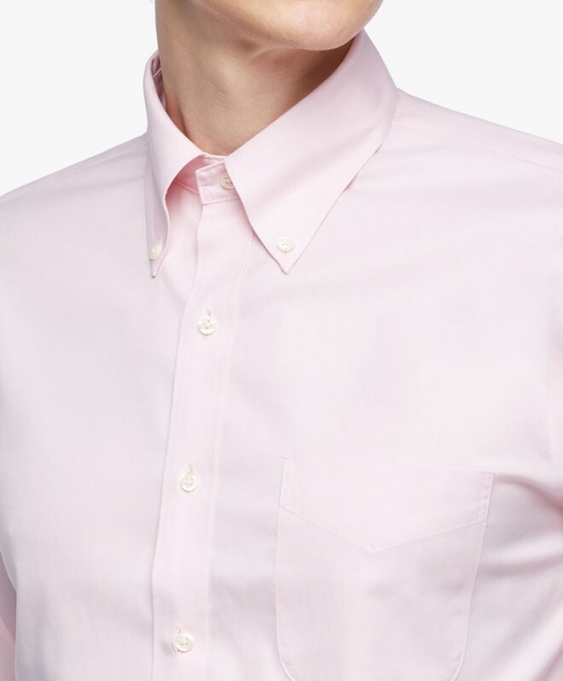 Pink Brooks Brothers Regular Fit Pastel Pink Non-Iron Pinpoint Button Down Men Shirts | FBA-052683