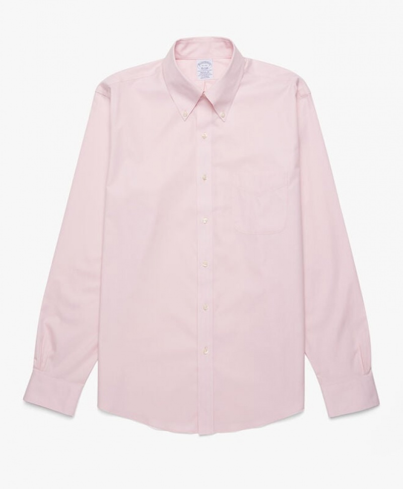 Pink Brooks Brothers Regular Fit Pastel Pink Non-Iron Pinpoint Button Down Men Shirts | FBA-052683