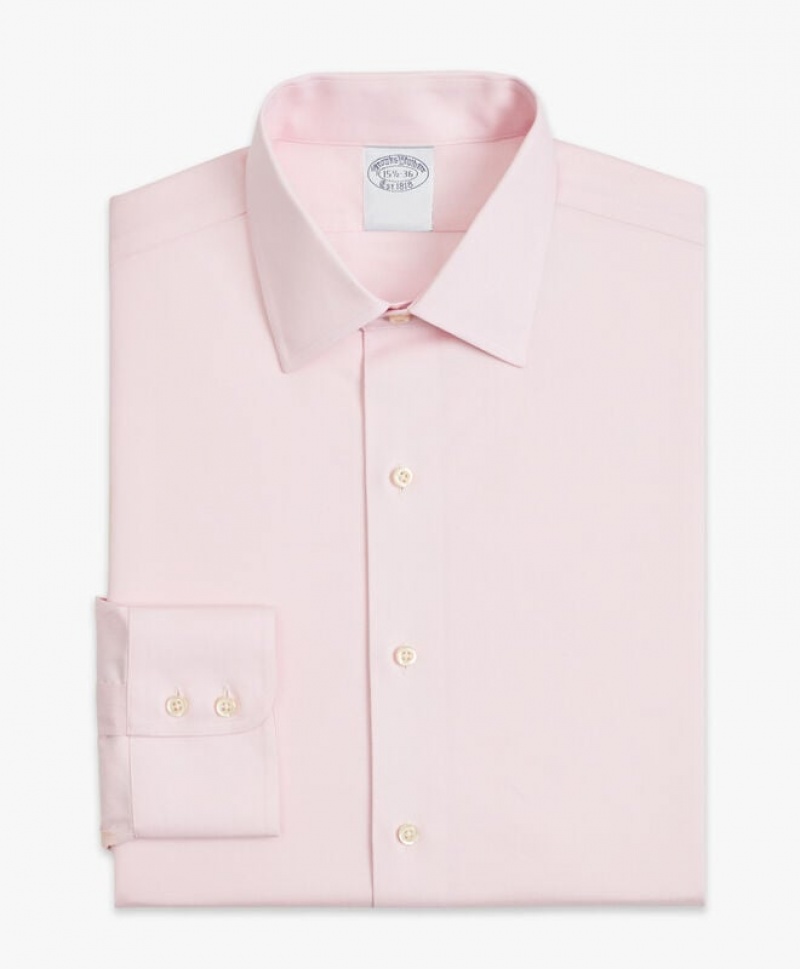 Pink Brooks Brothers Regular Fit Pastel Pink Non-Iron Twill Ainsley Collar Men Shirts | ILY-918730