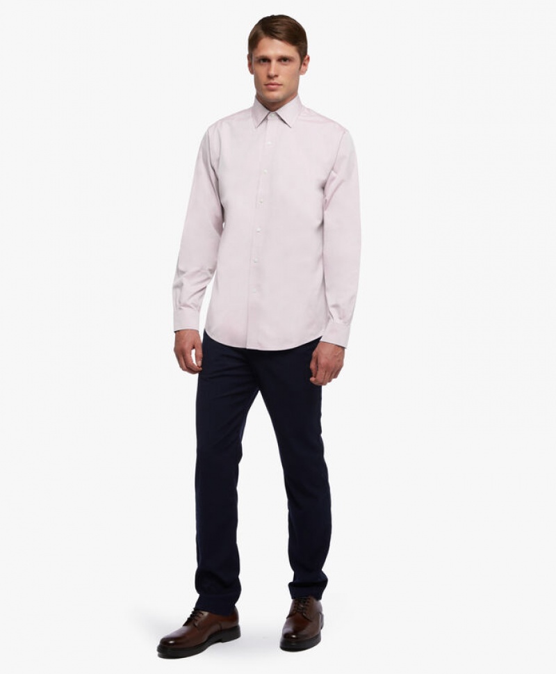 Pink Brooks Brothers Regular Fit Pastel Pink Non-Iron Ainsley Collar Men Shirts | QFD-945826