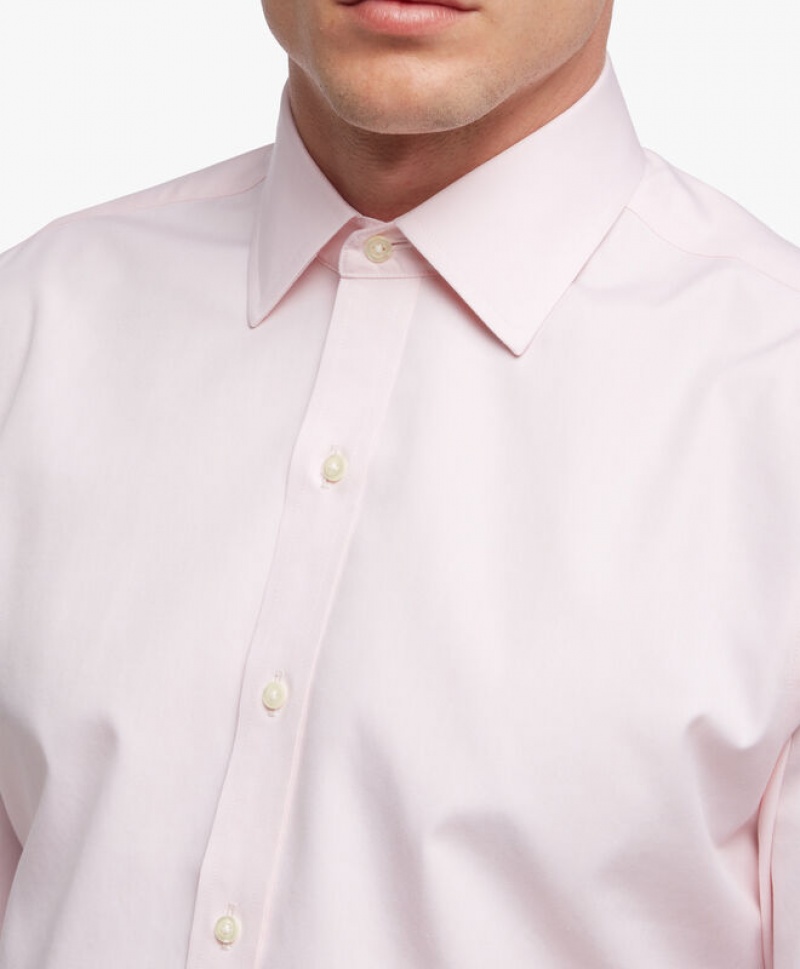 Pink Brooks Brothers Regular Fit Pastel Pink Non-Iron Ainsley Collar Men Shirts | QFD-945826