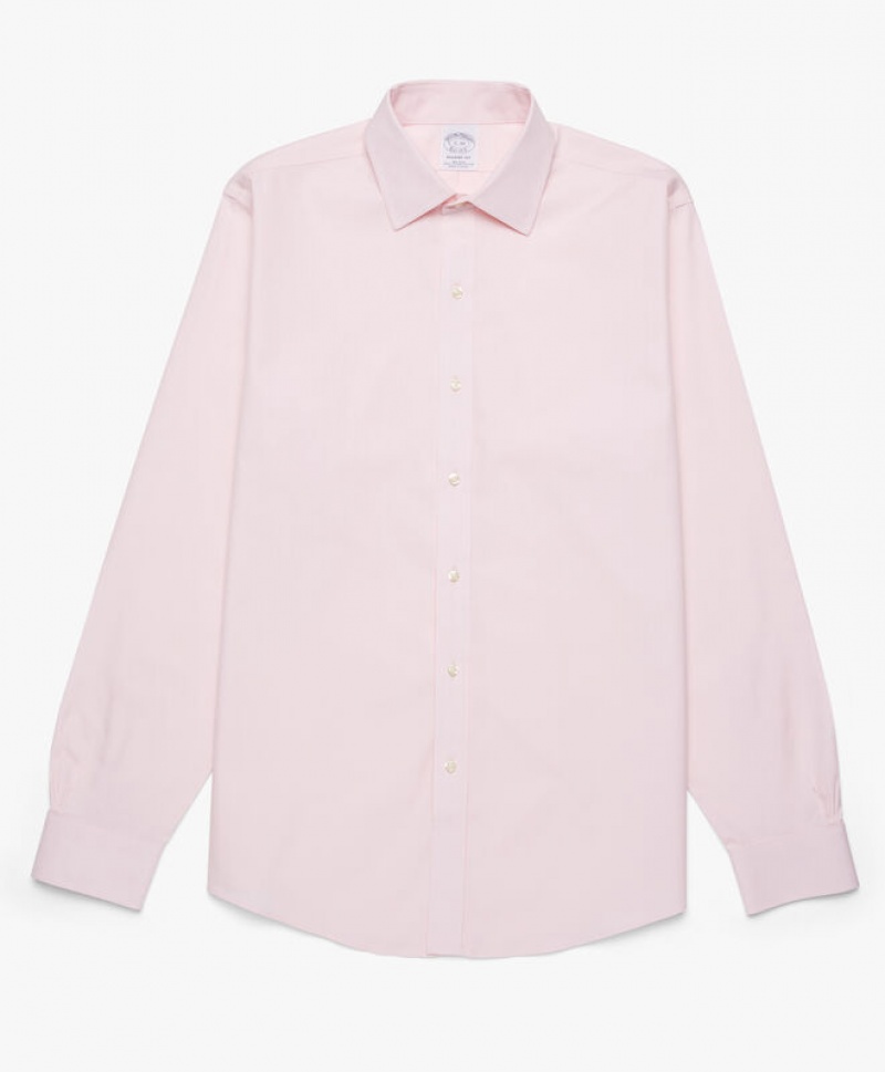 Pink Brooks Brothers Regular Fit Pastel Pink Non-Iron Ainsley Collar Men Shirts | QFD-945826