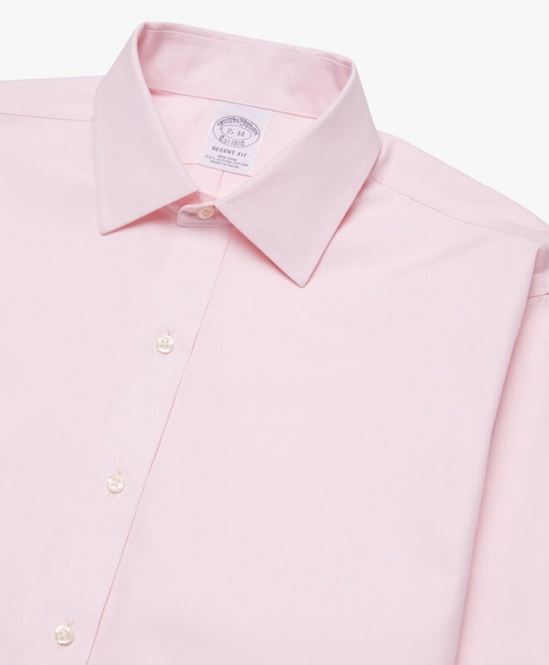 Pink Brooks Brothers Regular Fit Pastel Pink Non-Iron Ainsley Collar Men Shirts | QFD-945826