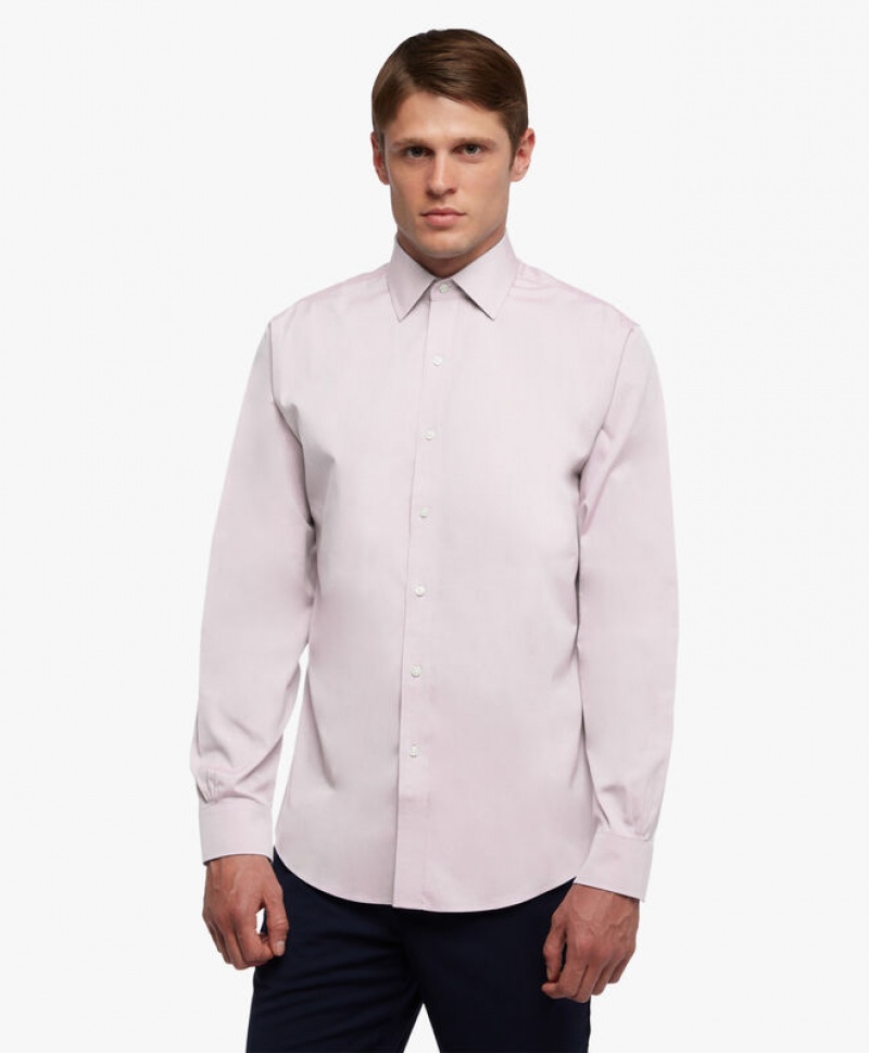 Pink Brooks Brothers Regular Fit Pastel Pink Non-Iron Ainsley Collar Men Shirts | QFD-945826