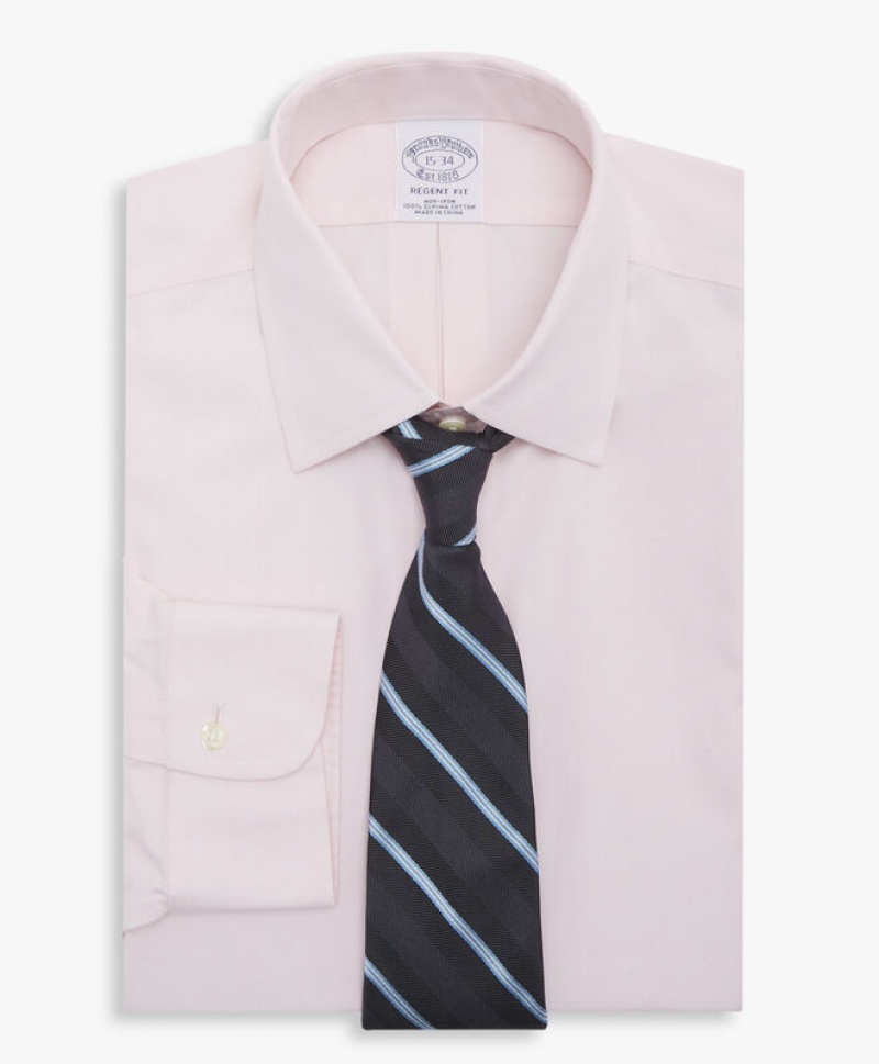 Pink Brooks Brothers Regular Fit Pastel Pink Non-Iron Ainsley Collar Men Shirts | QFD-945826