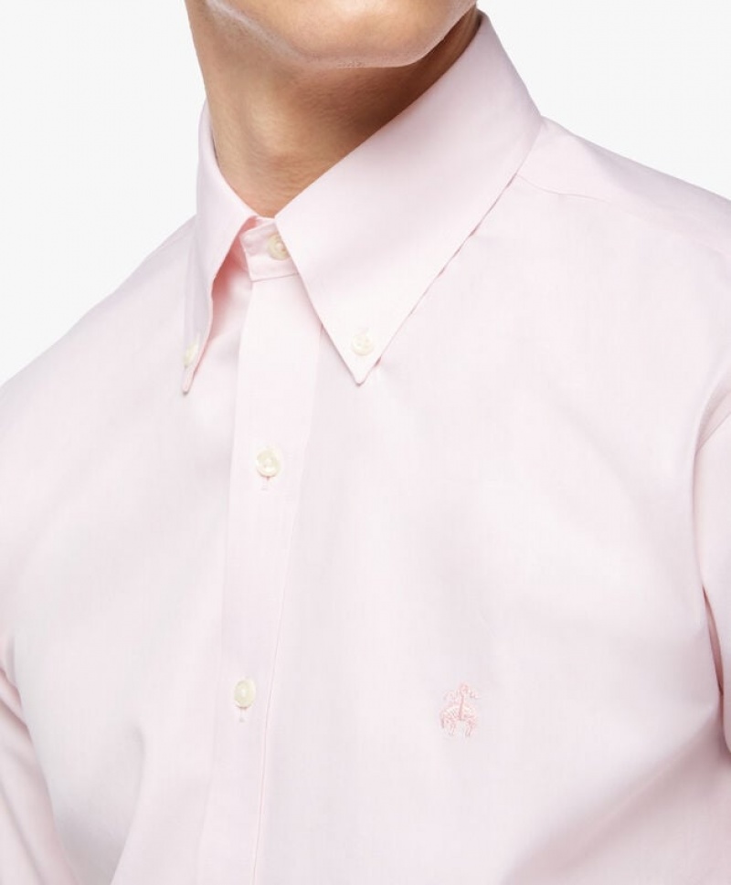 Pink Brooks Brothers Regular Fit Pastel Pink Non-Iron Button Down Men Shirts | LAV-507632