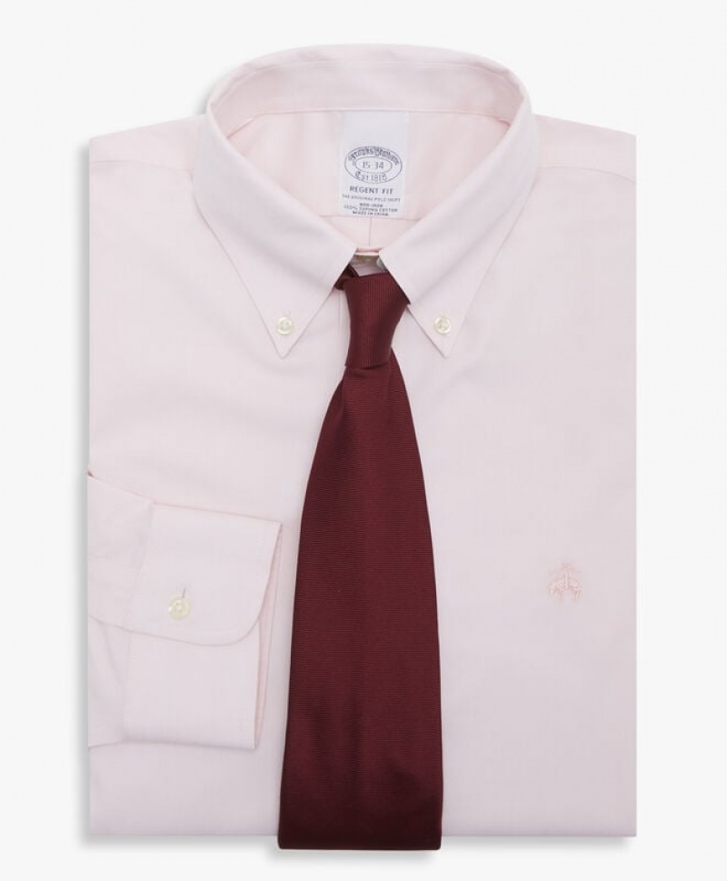 Pink Brooks Brothers Regular Fit Pastel Pink Non-Iron Button Down Men Shirts | LAV-507632