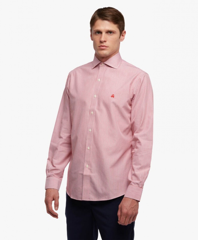 Pink Brooks Brothers Regular Fit Red Non-Iron Spread Collar Men Shirts | RXF-865741