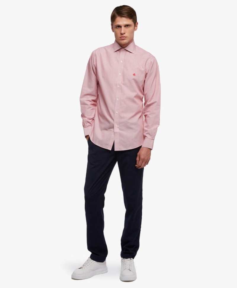 Pink Brooks Brothers Regular Fit Red Non-Iron Spread Collar Men Shirts | RXF-865741