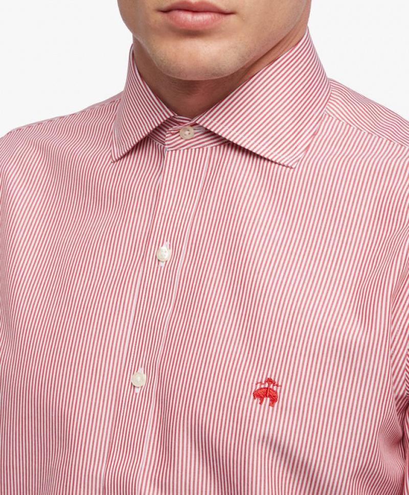 Pink Brooks Brothers Regular Fit Red Non-Iron Spread Collar Men Shirts | RXF-865741