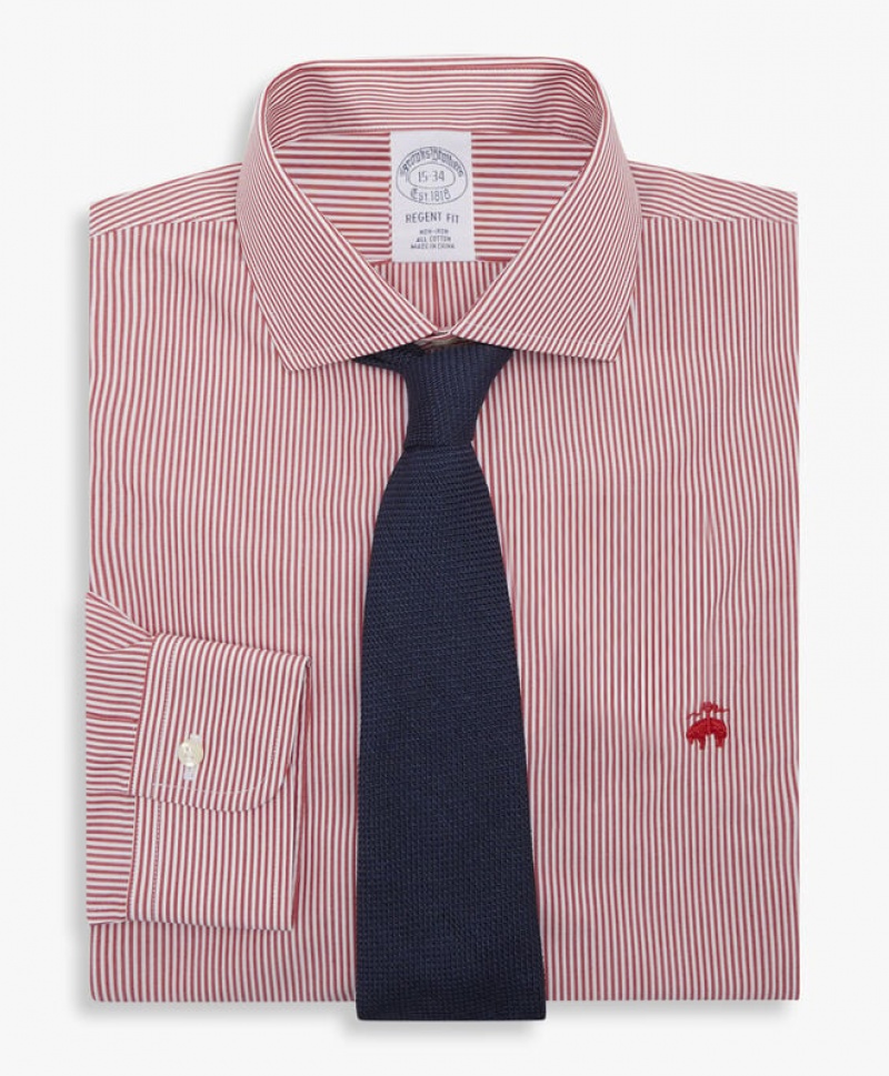 Pink Brooks Brothers Regular Fit Red Non-Iron Spread Collar Men Shirts | RXF-865741