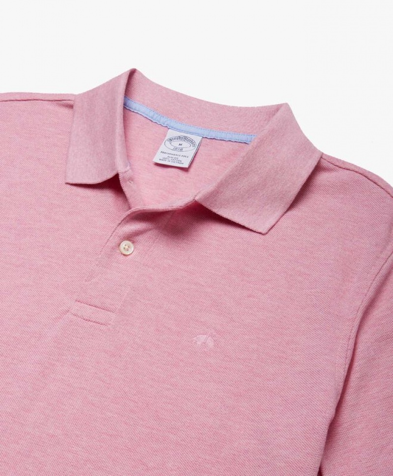 Pink Brooks Brothers Slim-fit Sleeves Pique Men Polo | VWS-027916