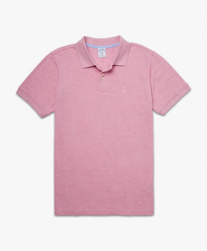 Pink Brooks Brothers Slim-fit Sleeves Pique Men Polo | VWS-027916