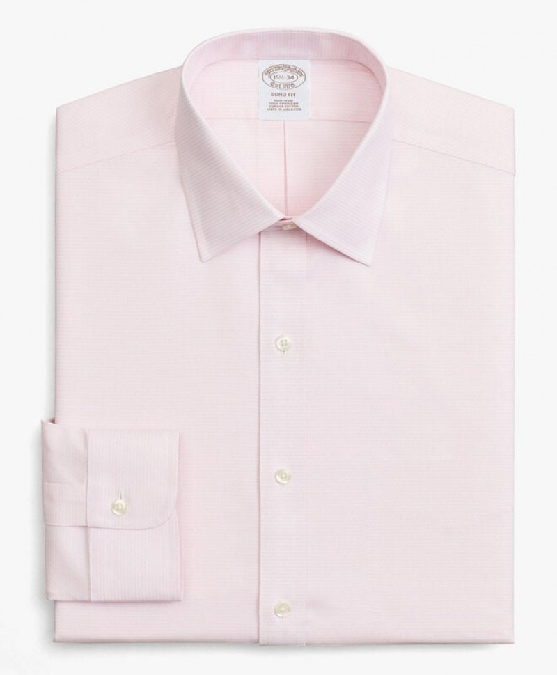 Pink Brooks Brothers Soho Extra-slim Fit Non-iron, Dobby, Ainsley Collar Men Shirts | KGE-604275