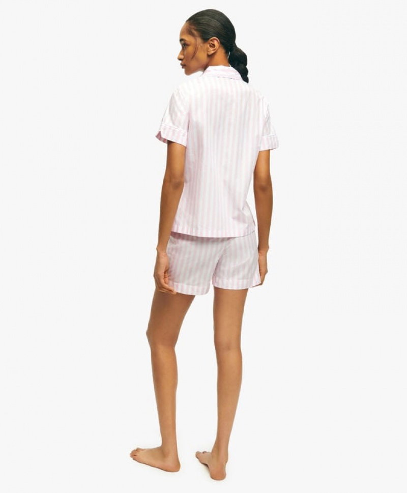 Pink / White Brooks Brothers Cotton Poplin Striped Women Nightwear | JDF-761805