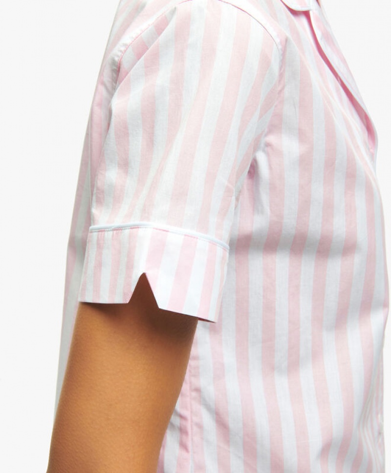 Pink / White Brooks Brothers Cotton Poplin Striped Women Nightwear | JDF-761805