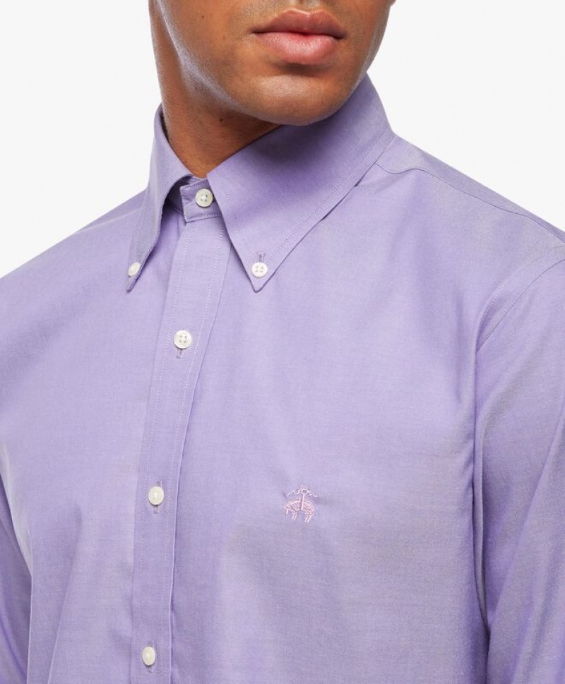 Purple Brooks Brothers Regular Fit Purple Non-Iron Button Down Men Shirts | OWK-028617