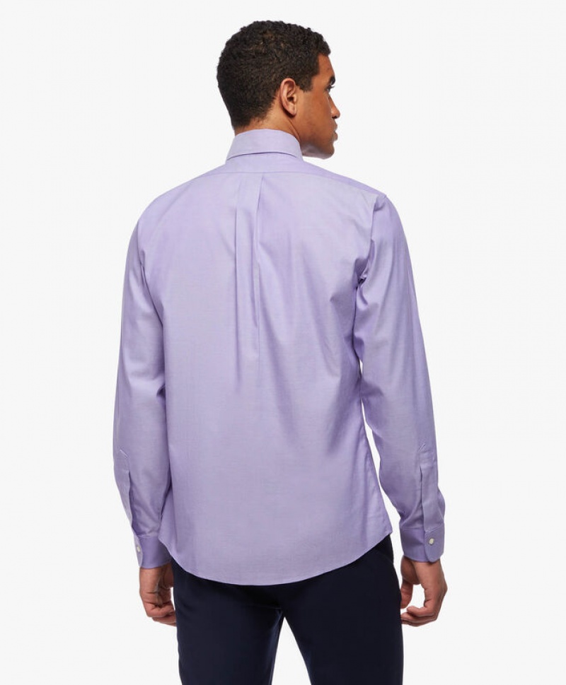 Purple Brooks Brothers Regular Fit Purple Non-Iron Button Down Men Shirts | OWK-028617